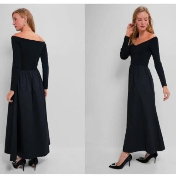 Tuckernuck | NEW Black Clea Off-the-shoulder Stretch-knit Maxi Dress Size M - Picture 2 of 5